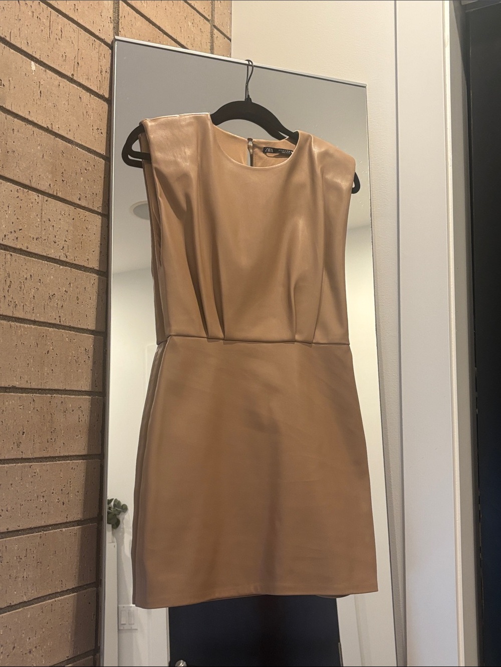Zara Camel Faux Leather Mini Dress - NWOT, S